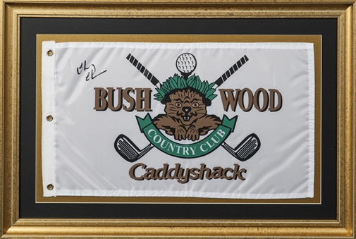 Chevy Chase Signed Bushwood Country Club  Golf Flag Framed (PSA/DNA)
